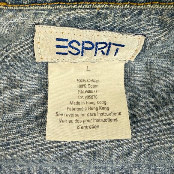 Vtg 80s Esprit Jean Denim Trucker Jacket Large Cropped Retro Indie Grunge Casual - Picture 7 of 8